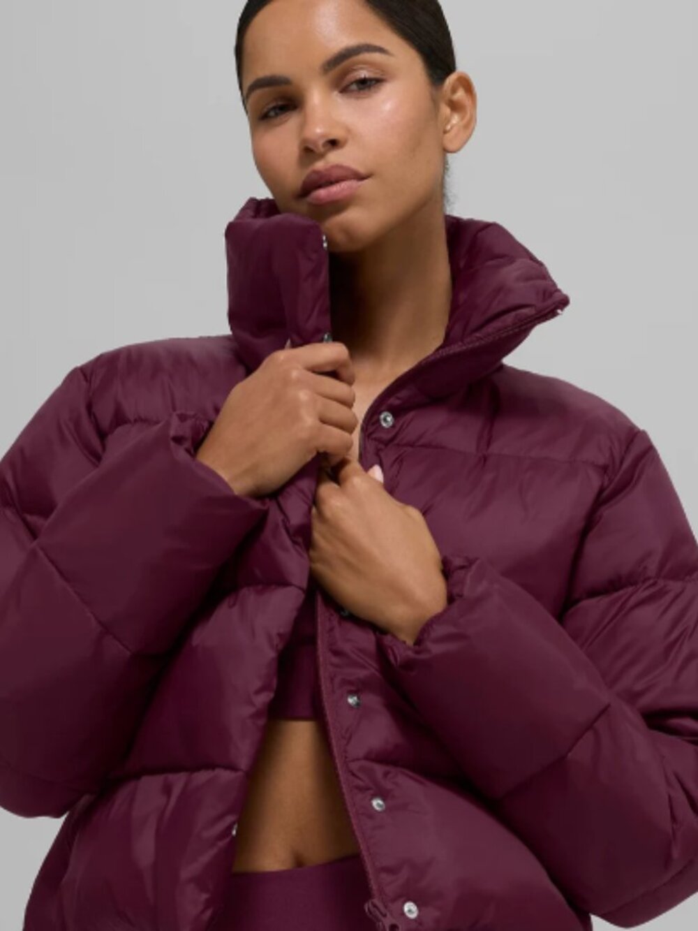 ALO Yoga Gold Rush Puffer Jacket Burgundy Size Small NWT - Picture 2 of 11